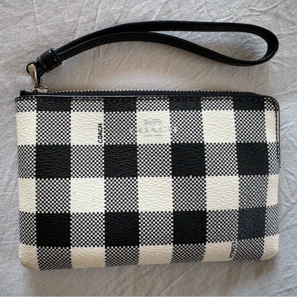 Coach- B&W canvas gingham tote - Picture 3 of 7